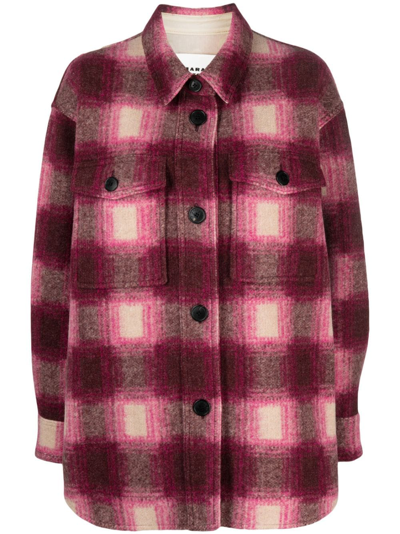 Marant Etoile Harveli Plaid-check Coat In Pink