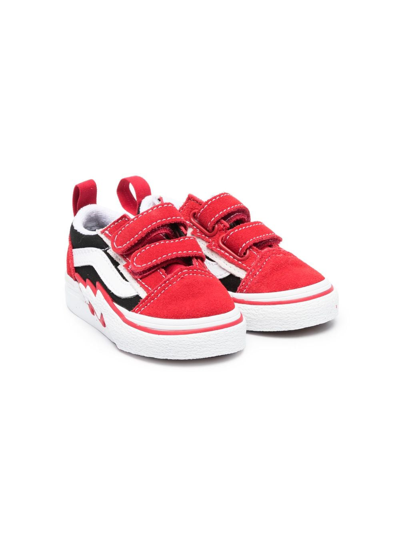 Vans Babies' Old Skool Touch-strap Trainers In Red