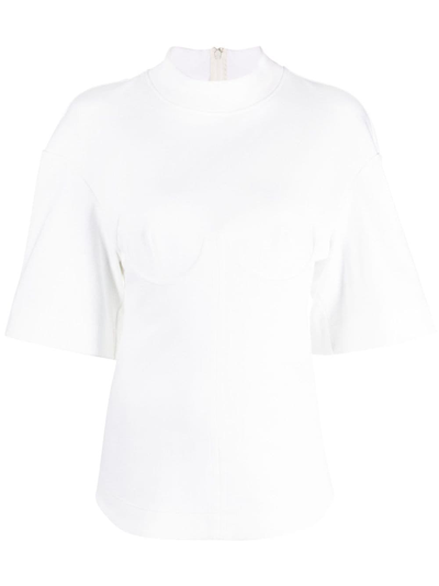 Alessandro Vigilante Funnel-neck Short-sleeve Blouse In White