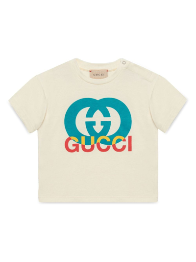 Gucci Babies' Interlocking G-logo Cotton T-shirt In Yellow & Orange