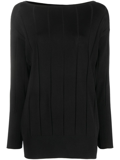 Patrizia Pepe Boat-neck Knitted Jumper In Black