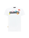 Dsquared2 Pac-man Logo Printed Cotton T-shirt In 100