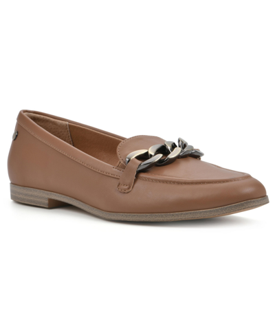 White Mountain Women's Nobles Chain Detail Loafers In Tan Smooth