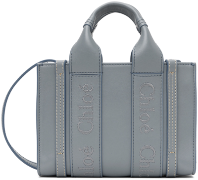 Chloé Small Woody Tote Bag In 41a Storm Blue