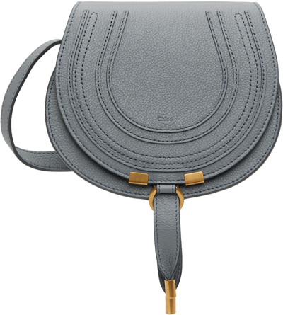 Chloé Blue Small Marcie Saddle Bag In 41a Storm Blue