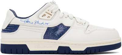 Acne Studios White & Navy Low Top Trainers In Amc White/blue