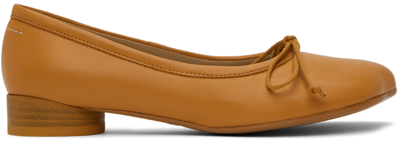 Mm6 Maison Margiela Orange Anatomic Ballet Flats In Buff