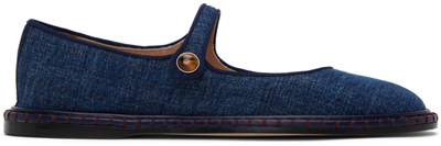 Chloé Blue Rubie Ballerina Flats In 45d Denim