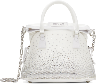 Maison Margiela 5ac Classique Micro Rhinestone Top-handle Bag In Silver_color