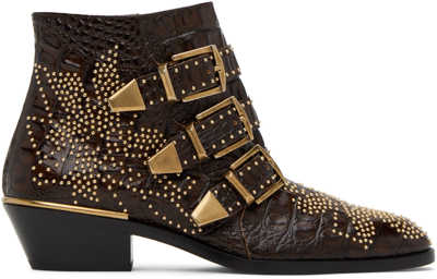 Chloé Brown Susanna Boots In 27x Enigmatic Brown