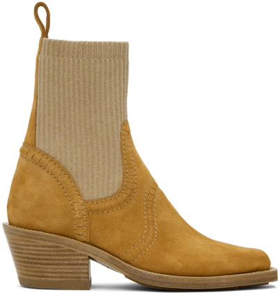 Chloé Tan Nellie Ankle Boots In 219 Quiet Brown