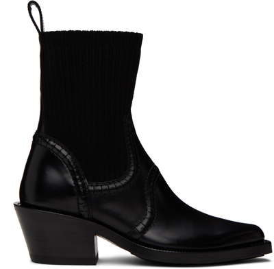 Chloé Nellie Leather Ankle Boots In Black