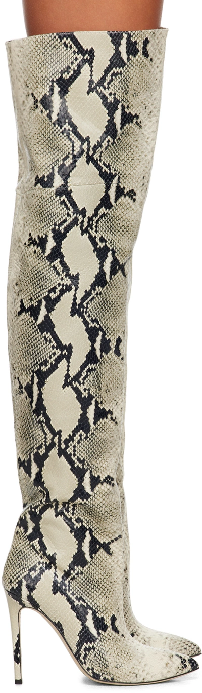 Paris Texas Beige Stiletto Boots In Nude & Neutrals