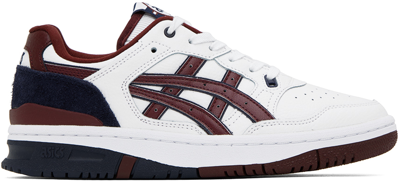 Asics White & Burgundy Ex89 Sneakers In 101 White/port Royal