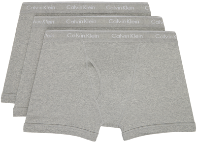 Calvin Klein Underwear Three-pack Gray Boxers In 020 - Grey Heather
