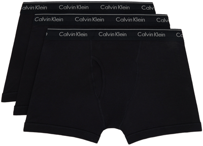 Calvin Klein Underwear Three-pack Black Boxers In 001 - Black