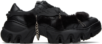 Rombaut Black Boccaccio Ii Harness Sneakers In Black Faux Fur Beyon