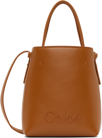 Chloé Tan Micro Sense Tote In 247 Caramel