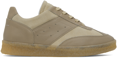 Mm6 Maison Margiela Beige Court Sneakers In Grey