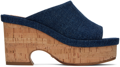 Chloé Blue Oli Platform Heeled Sandals In 45d Denim