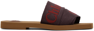 Chloé Woody Logo-print Sandals In 9g0 Purple - Red 1