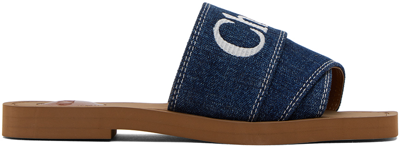 Chloé Woody Flat Mule In Blue