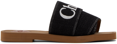 Chloé Black Woody Sandals In 001 Black