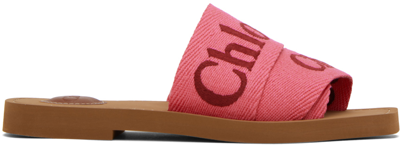 Chloé Woody Logo-print Slides In 9r5 Pink-red 1