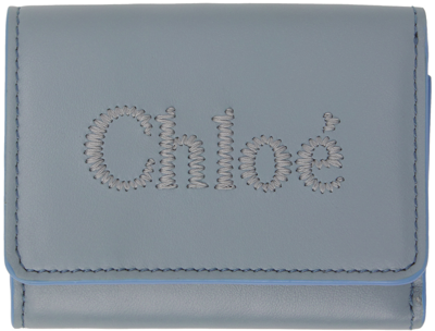 Chloé Blue Small Sense Wallet In 41a Storm Blue