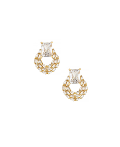 Ettika Crystal Encircled 18k Gold Plated Earrings