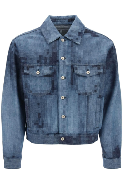Loewe Pixelated Denim Jacket In Blue