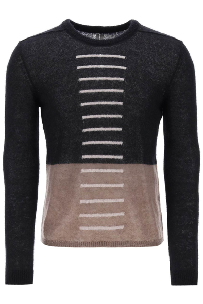Rick Owens Colour-block Crew-neck Sweater In Mohair In Multi-colored