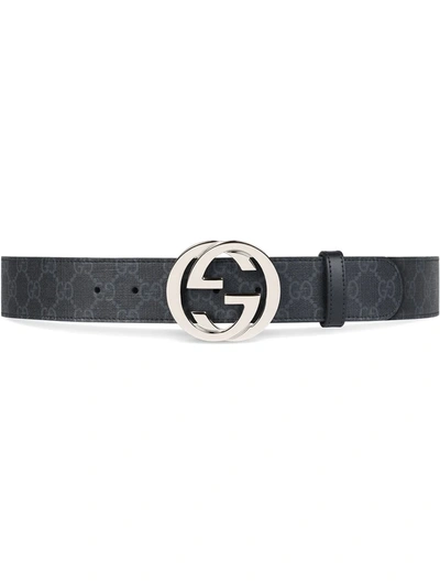 Gucci Signature Leather Belt With Adjustable Gg Buckle In Black