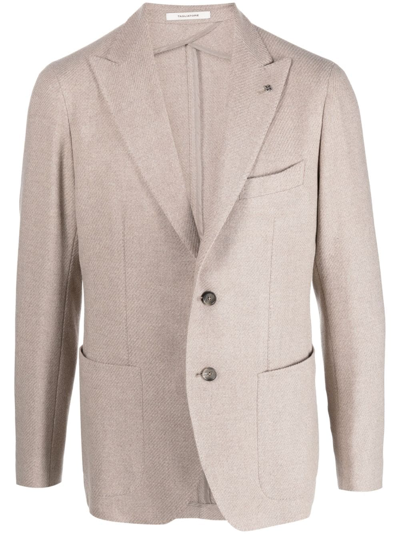 Tagliatore Single-breasted Virgin Wool-blend Blazer In Neutrals