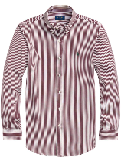 Polo Ralph Lauren Striped Polo Pony Cotton Shirt In Red