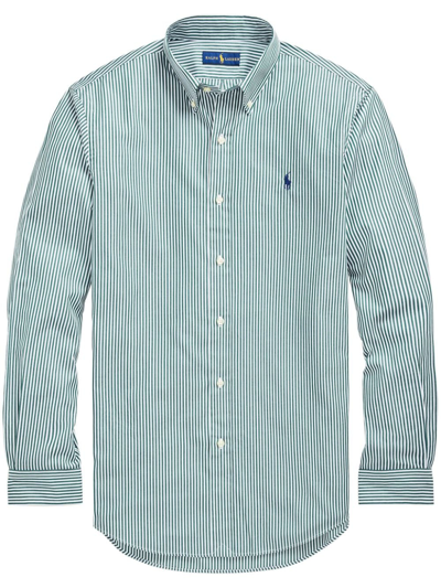 Polo Ralph Lauren Striped Polo Pony Cotton Shirt In Green