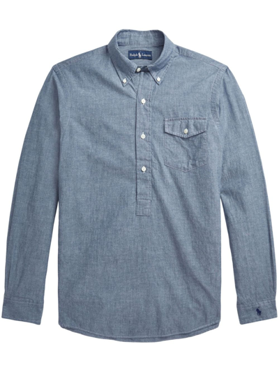 Polo Ralph Lauren Half-front Button Denim Shirt In Blue