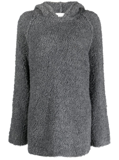 8pm Shearling Long-sleeve Hooded Jumper In Grey
