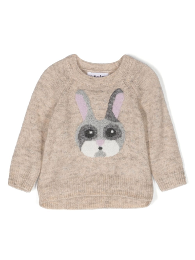 Molo Babies' Gilby Patterned Intarsia-knit Jumper In Neutrals