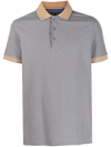 TOMMY HILFIGER LOGO-PLAQUE TWO-TONE POLO SHIRT