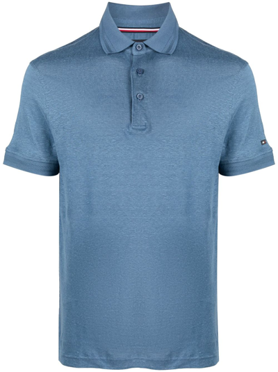 Tommy Hilfiger Plain Cotton Polo Shirt In Blue