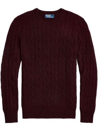 Polo Ralph Lauren Cashmere Cable Knit Regular Fit Crewneck Sweater In Burgundy