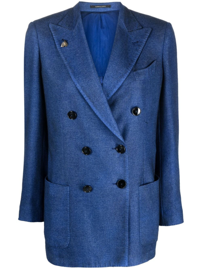 Gabriele Pasini Double-breasted Wool Blend Jacket In Blue