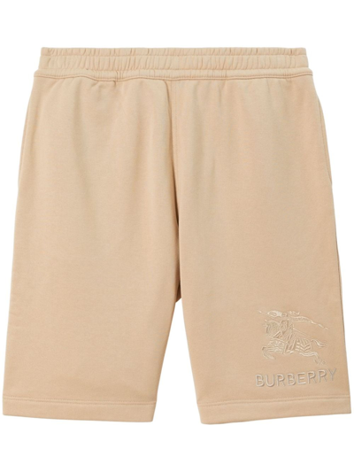 Burberry Edk-embroidery Track Shorts In Beige