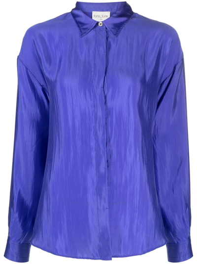 Forte Forte Concealed-fastening Silk Shirt In Blue