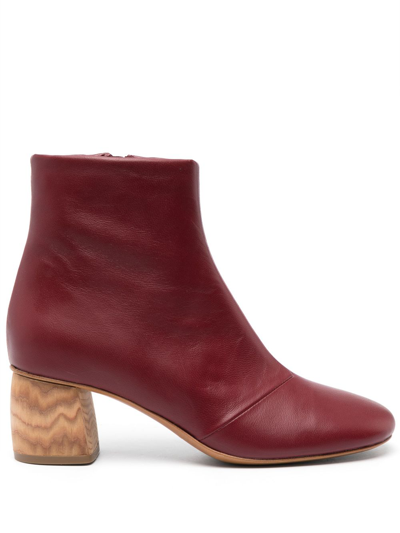Forte Forte 60mm Contrast-heel Ankle Boots In Red