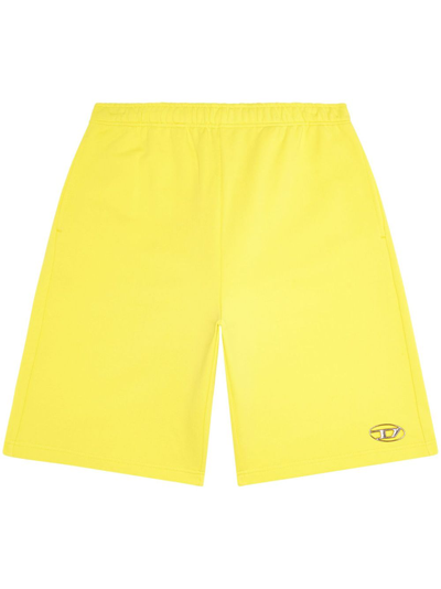 Diesel Logo-plaque Cotton Shorts In Yellow