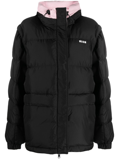 Msgm Detachable-sleeves Hooded Jacket In Black
