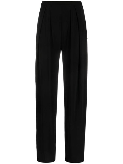 Norma Kamali Pleated Jersey Tapered Trousers In Black