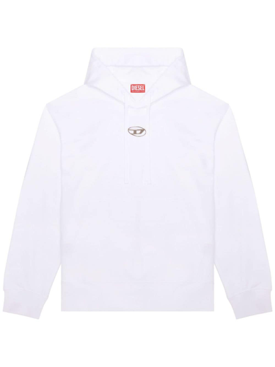 Diesel Oversized Hoodie With Metallic Logo In White